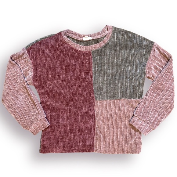 Hayden Textured Chenille Color Block Long Sleeve Top - Picture 3 of 6